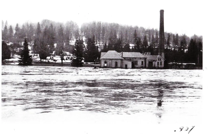Flooded pump house at Thames Valley Golf Course during the Great Flood in Oakridge, London Ontario, 1937