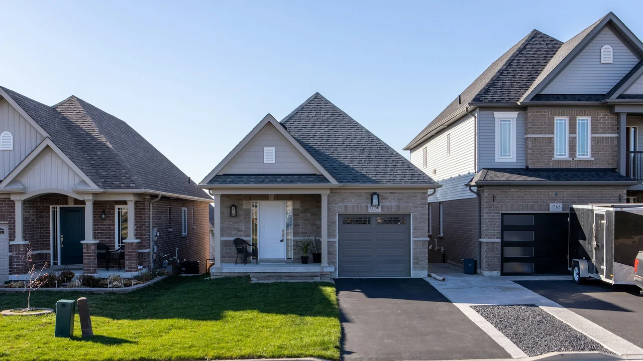 A street of affordable starter bungalows in a London Ontario subdivision